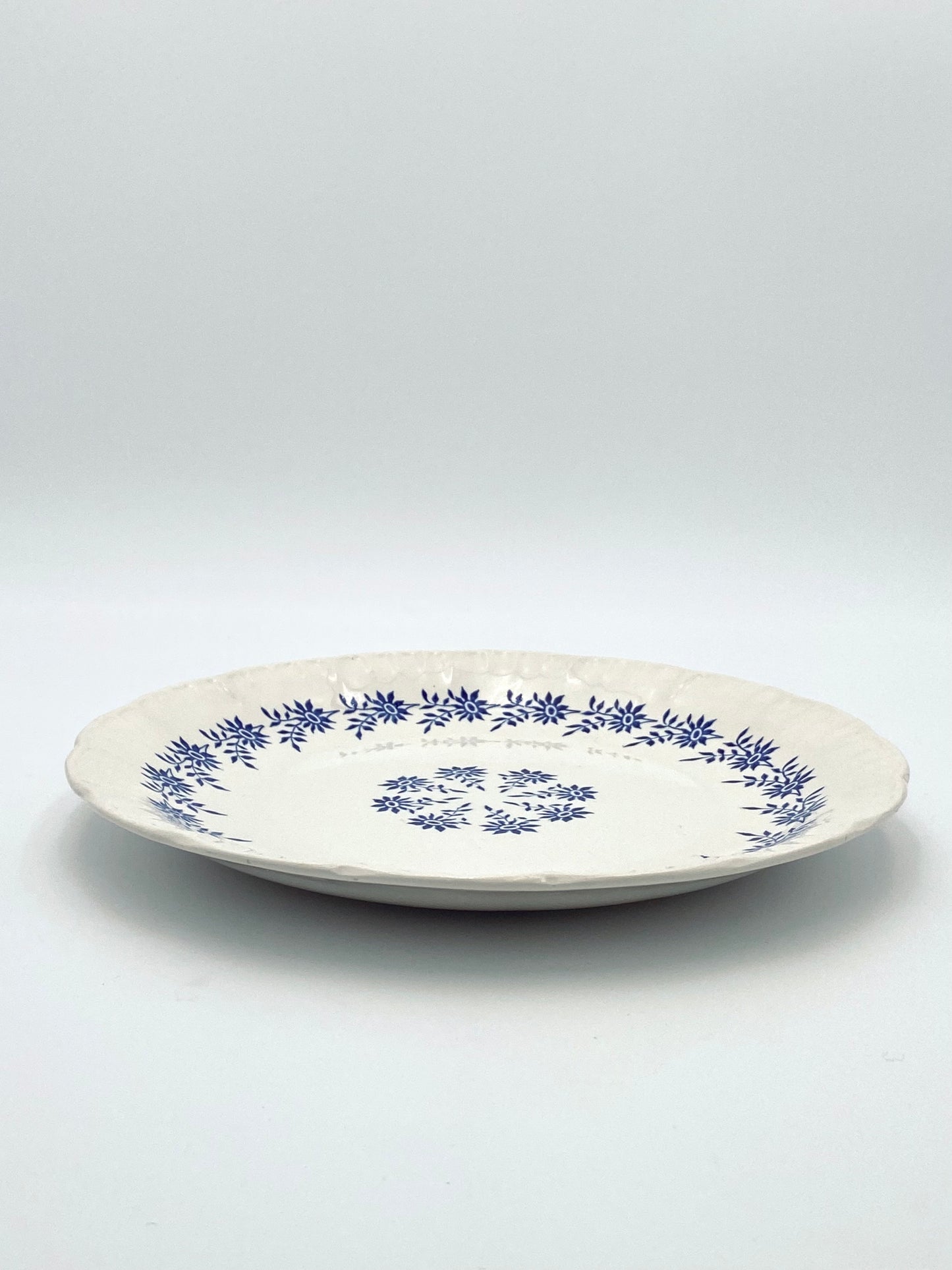 L'assiette avec de petites fleurs bleues
