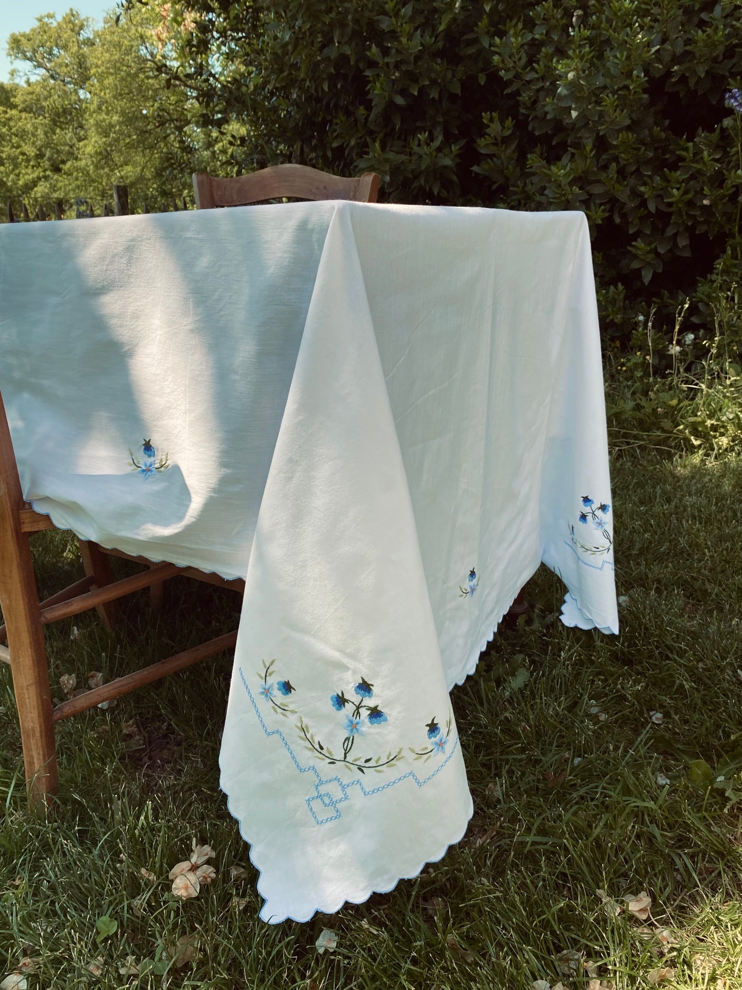 La nappe à fleurs bleues