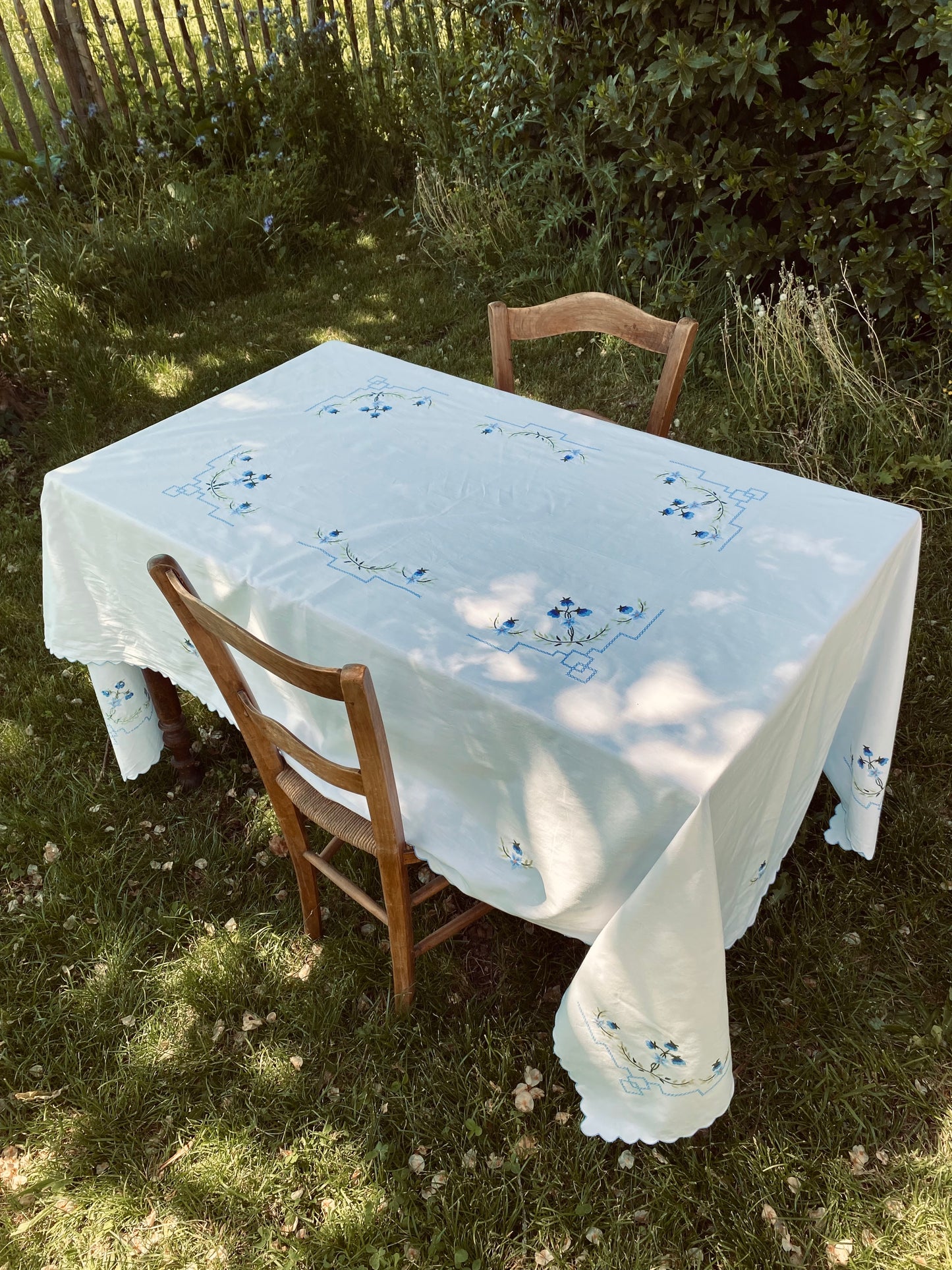 La nappe à fleurs bleues