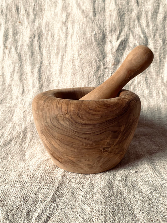 Le mortier en bois d’olivier