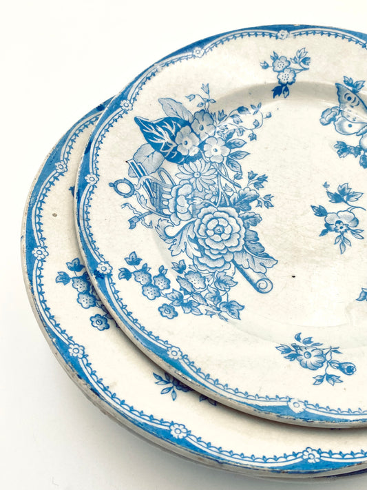L'assiette avec des fleurs et des papillons